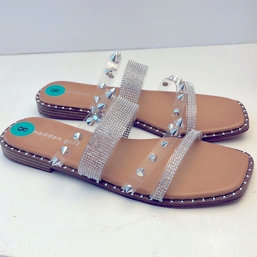 Madden Girl Highwayy Spike Studded Rhinestone Sandals size 8 NEW - Picture 4 of 10